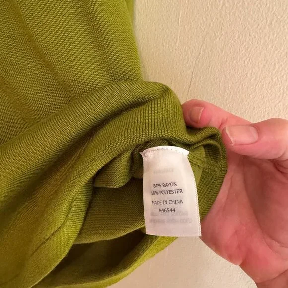 NWOT mockneck studded trim pullover sweater, green, size MP, from Appleseed's - Picture 4 of 9